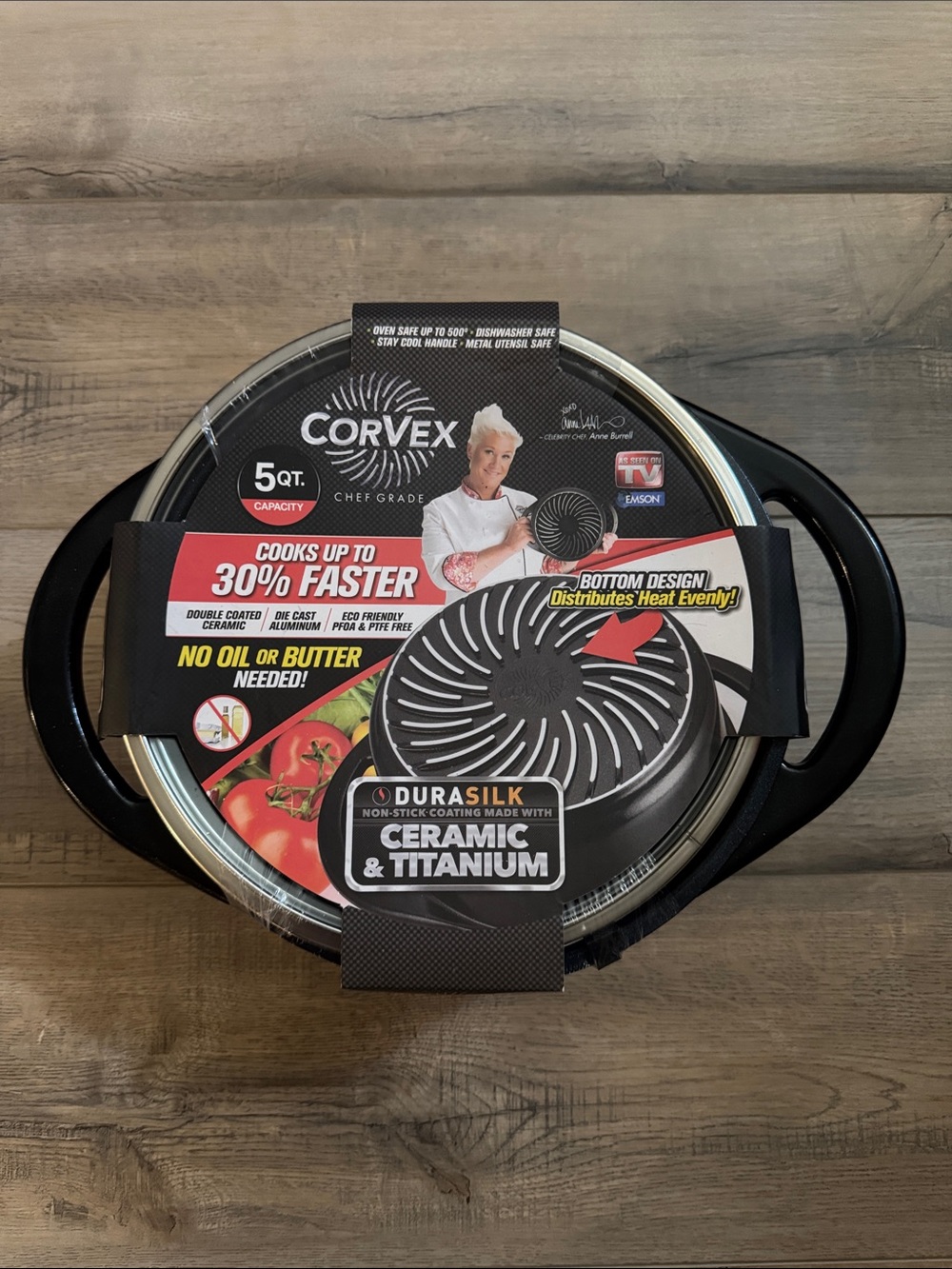 5 QT Ceramic & Titanium Non-Stick Cookware Pan - Black